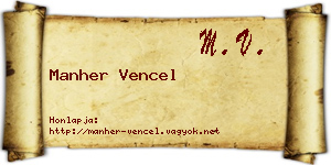 Manher Vencel névjegykártya